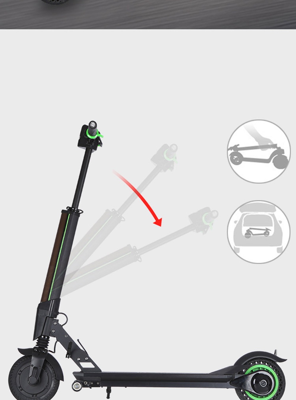 E1 Portable Folding Electric Scooter 8.5-inch Tires 300W Motor Max 25km/h 7.5Ah Battery - Green