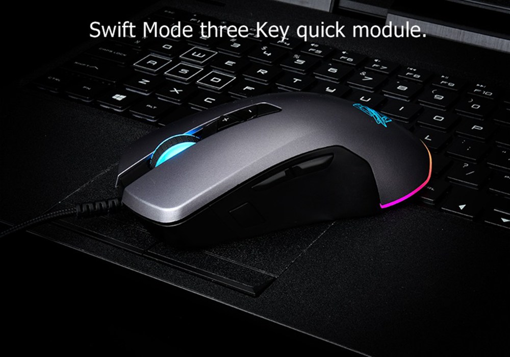 Ajazz GTI Wired Gaming Mouse 5000DPI 6 Programmable Buttons RGB Colorful Lights - Black