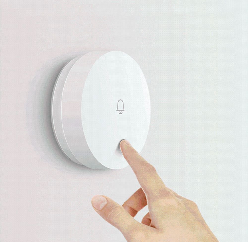 Xiaomi Linptech 110-240V Wireless Doorbell Automatic Generator Mijia APP Music Button CN Plug WiFi Version- White