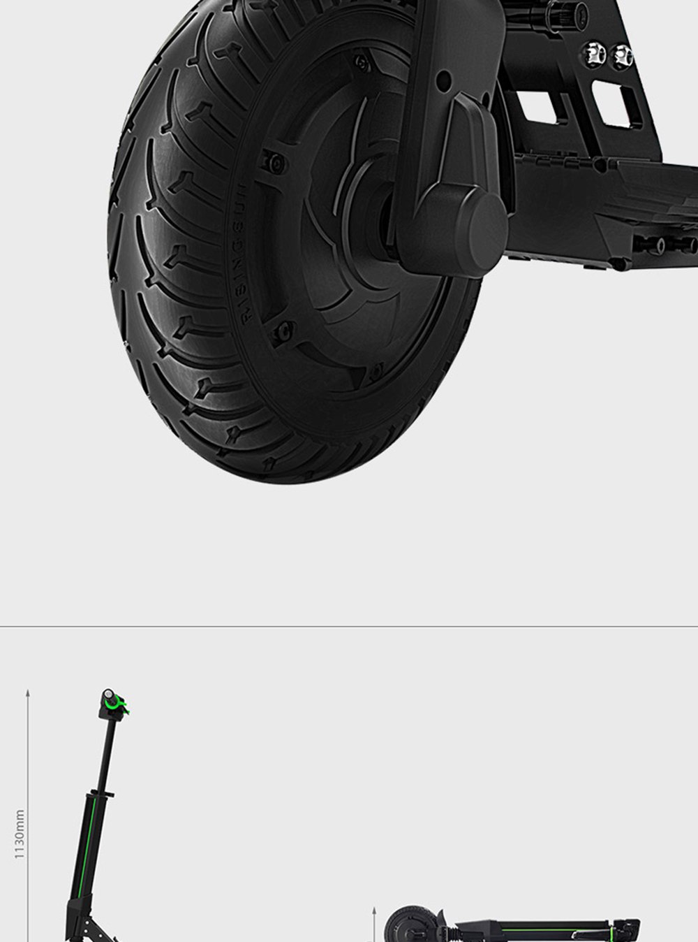 E1 Portable Folding Electric Scooter 8.5-inch Tires 300W Motor Max 25km/h 7.5Ah Battery - Green