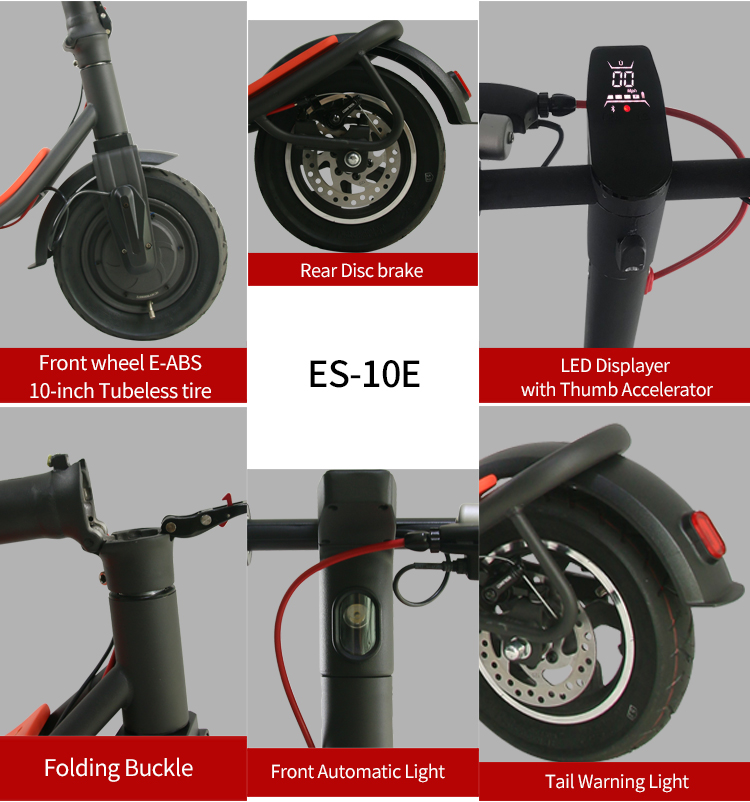 Freego EX-08S-10E Folding Electric Scooter 350W Motor 10Ah LCD Display Screen 10 Inch Tire - Black