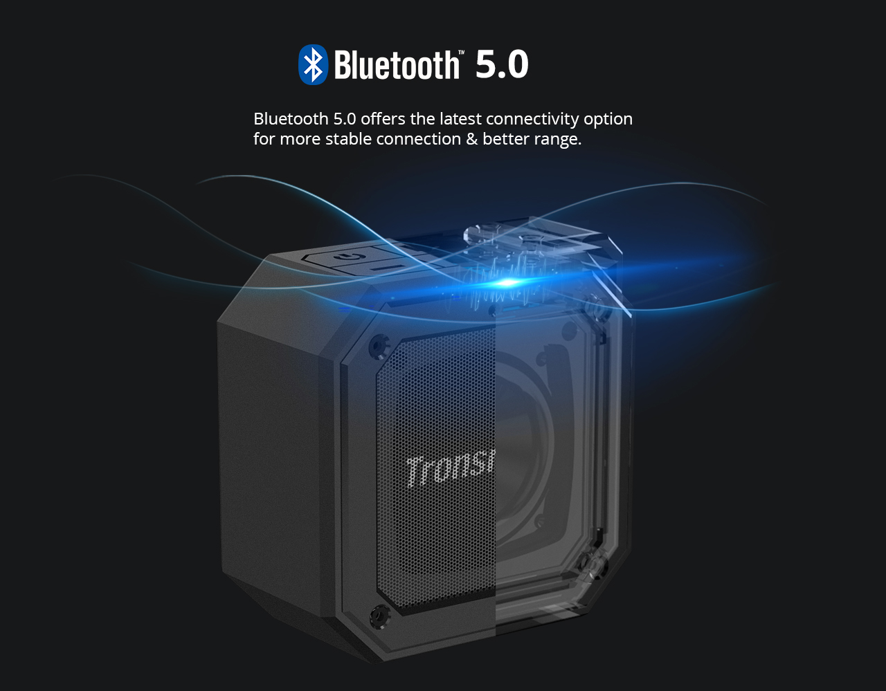 Tronsmart Element Groove(Force Mini) Portable Bluetooth 5.0 Speaker Voice Assistant IPX7 Water-resistant 24 Hours Playtime Superior Bass - Black