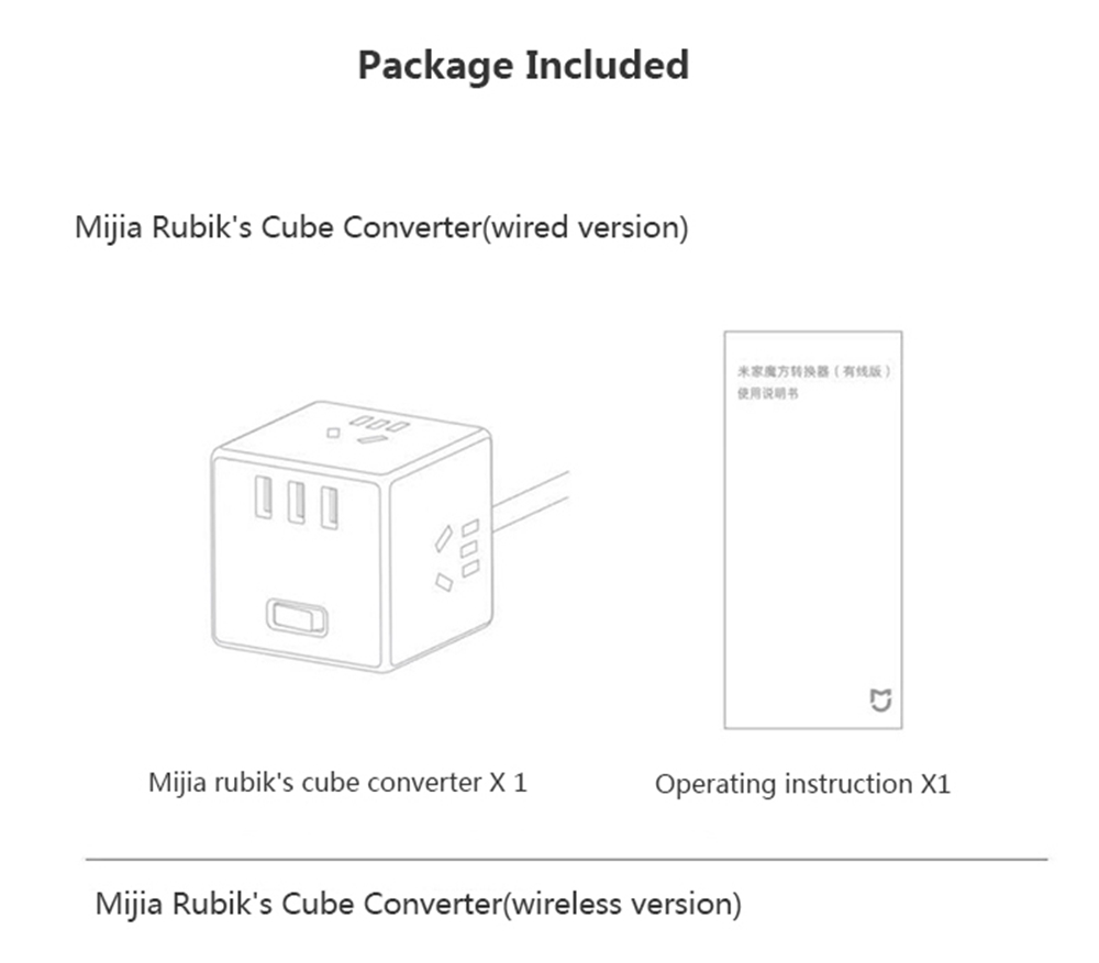Xiaomi Mijia Magic Cube Converter 3 USB Ports Fast Charge Plug Socket Adapter Cordless Version - White