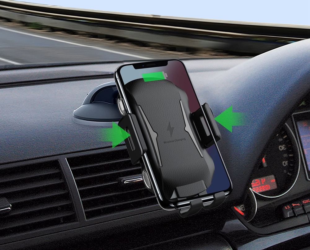 Smart Wireless Car Charger X318 Fast Charging Automatic Clamping One Hand Operation Air Vent Phone Holder - Black