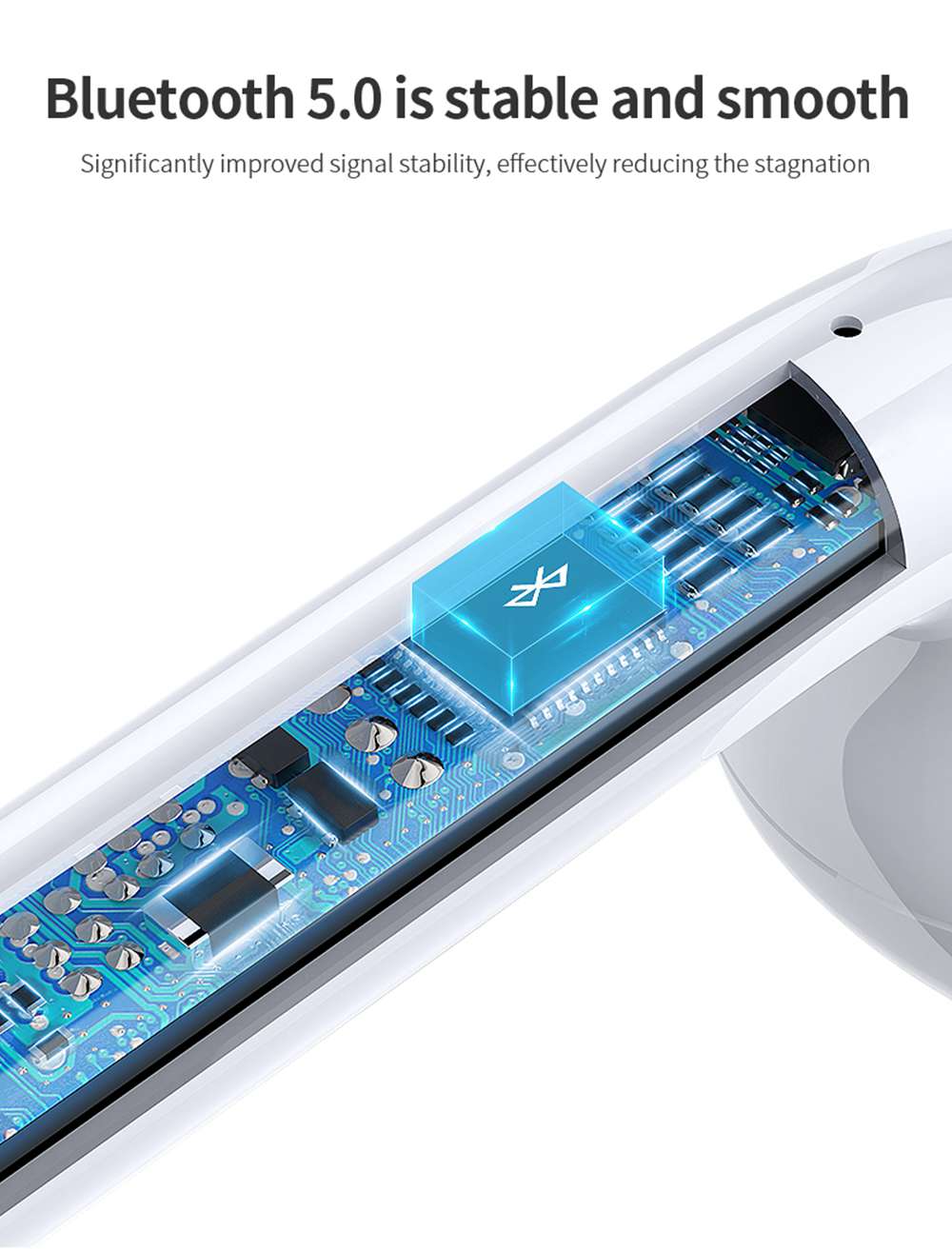 MX11 Bluetooth V5.0 TWS Earbuds Siri Assistant 400mAh Charging Battery Touch Control Hifi Sound Noise Canceling - White