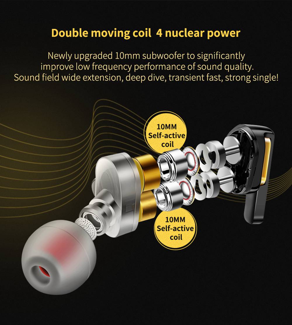 QKZ CK3 Wired Earphones 4 Dynamic Unit In-Ear Bass Stereo With Microphone - White