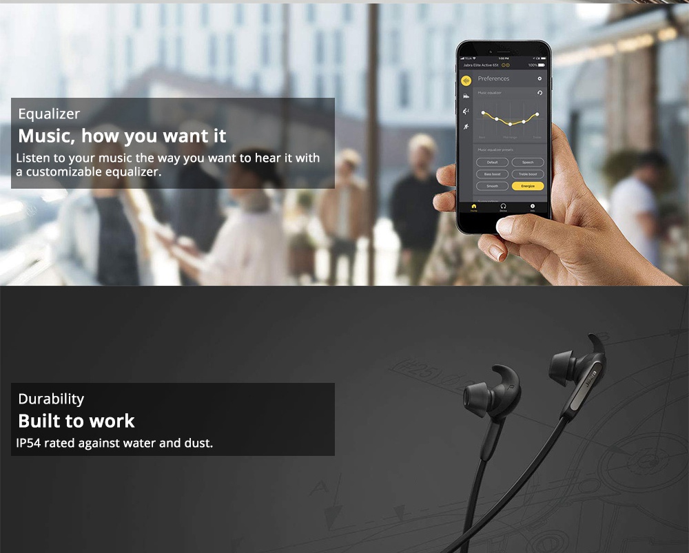 Jabra Elite 65e Wireless Bluetooth 5.0 In-Ear Earphones Active Noise Cancellation Alexa Siri Google Assistant - Black
