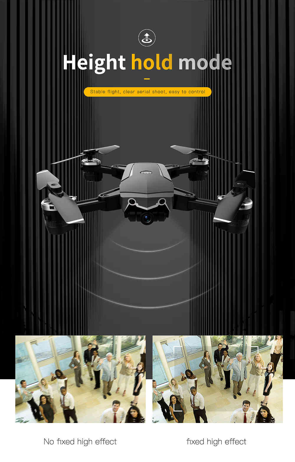 JDRC JD-20S 720P WIFI FPV Flying Time 15mins With 120 Degree Wide-angle Camera Altitude Hold Mode Foldable RC Drone RTF-Black