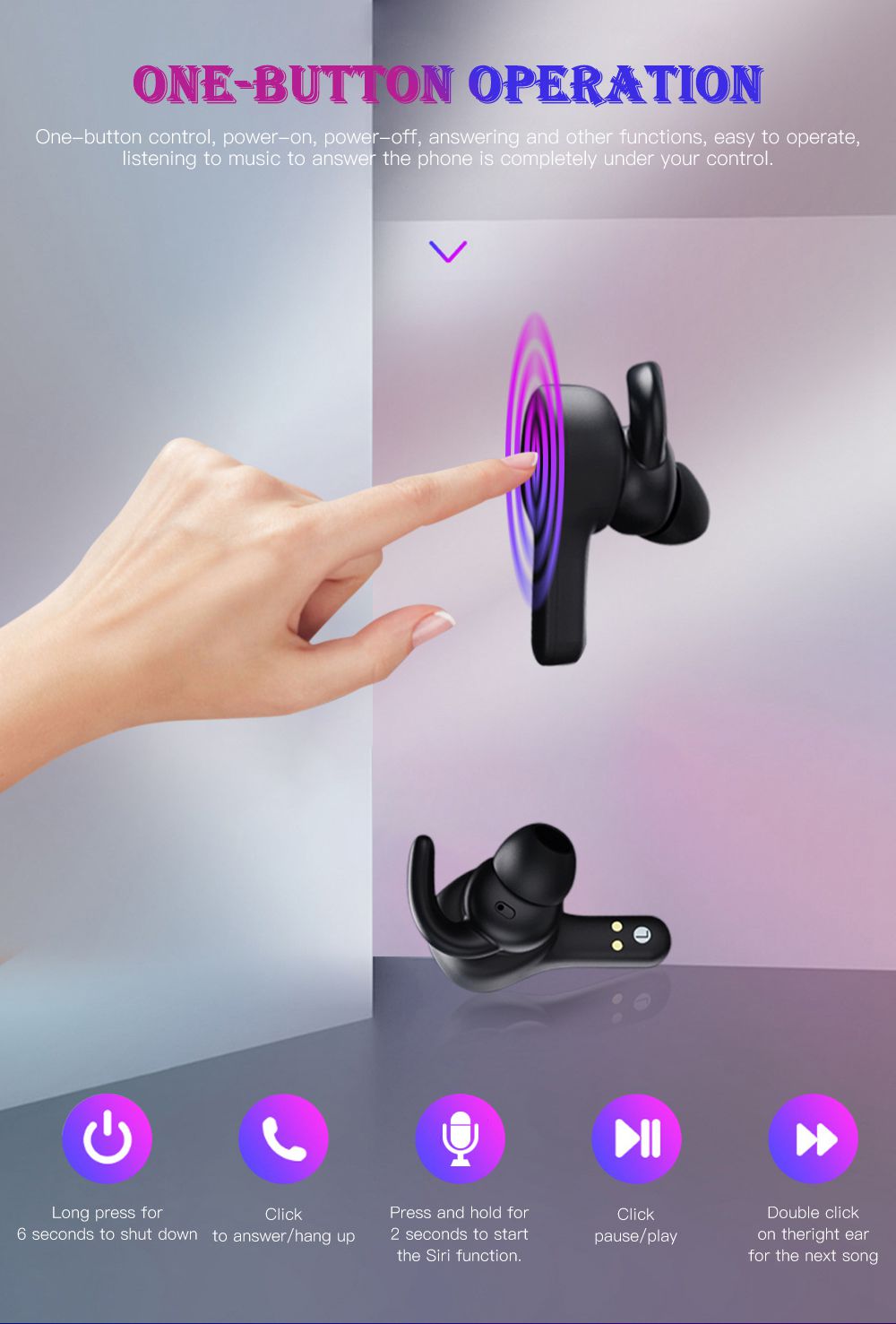 Remax TWS-6 Bluetooth 5.0 TWS Earphones Siri Battery Display Noise Cancelling