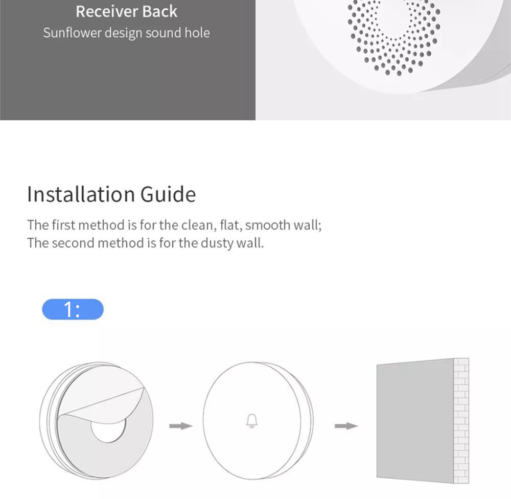 Xiaomi Linptech 110-240V Wireless Doorbell Automatic Generator Mijia APP Music Button CN Plug - White