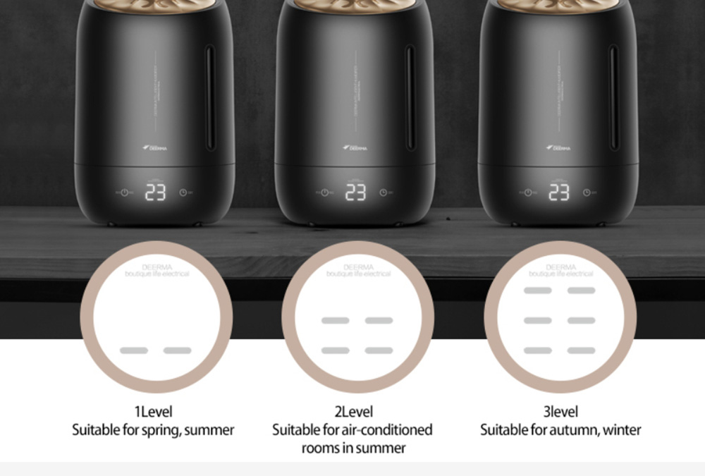 DEERMA DEM F600 Household Ultrasonic Humidifier 5L Capacity Aromatherapy Machine With Silver Carbon Ion Water Purification Box - Black