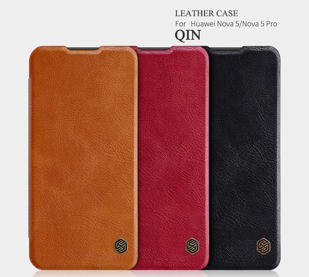 NILLKIN Protective Leather Phone Case For HUAWEI Nova 5 / Nova 5 Pro Smartphone - Black