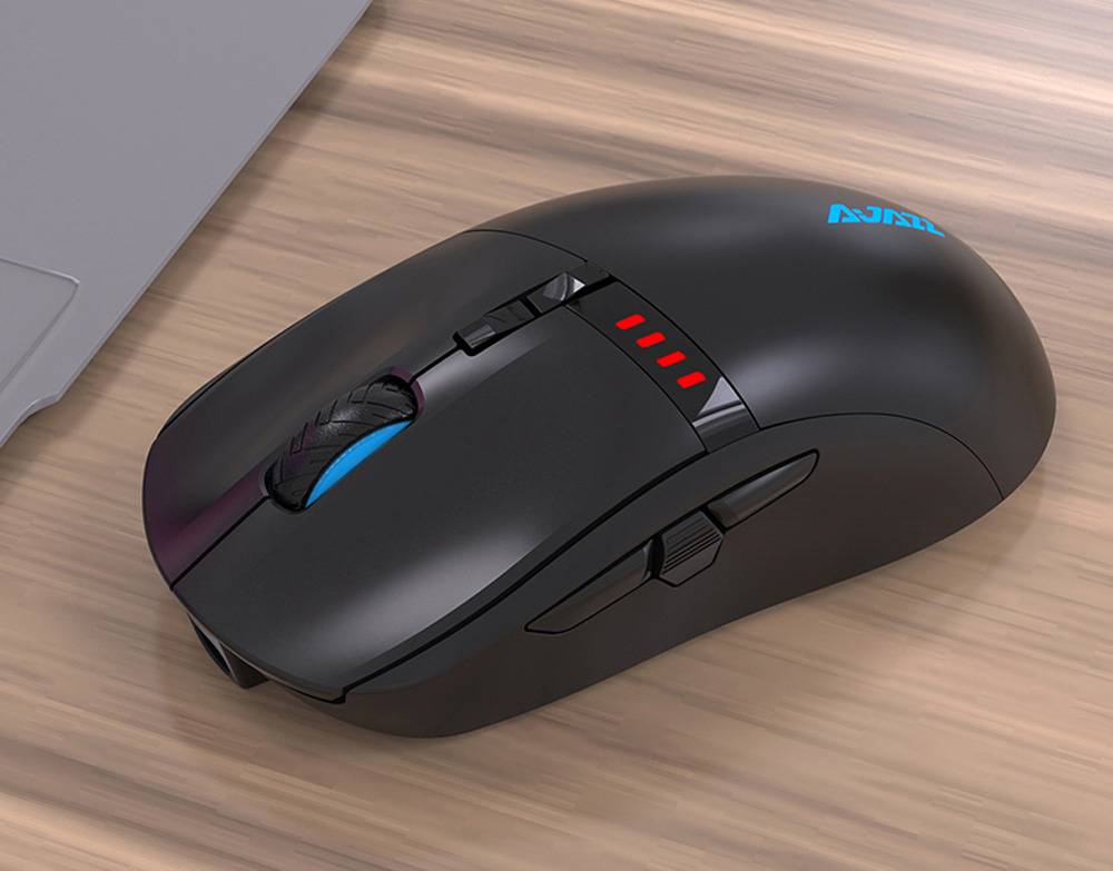 Ajazz i305Pro Gaming Mouse Wireless/Wired Dual-Mode Switch 16000 DPI 8 Keys Customized Programmable Buttons RGB Colorful Lights - Black