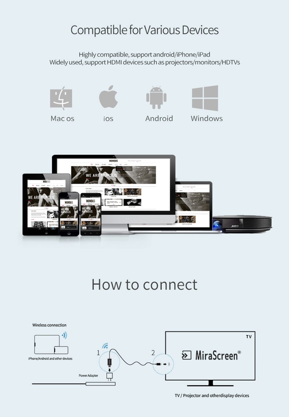 EZCast EZC-CS2 Wireless Plug&Play Display Receiver HDMI 2.4G/5G WIFI 1080P support Google Home/Chrome
