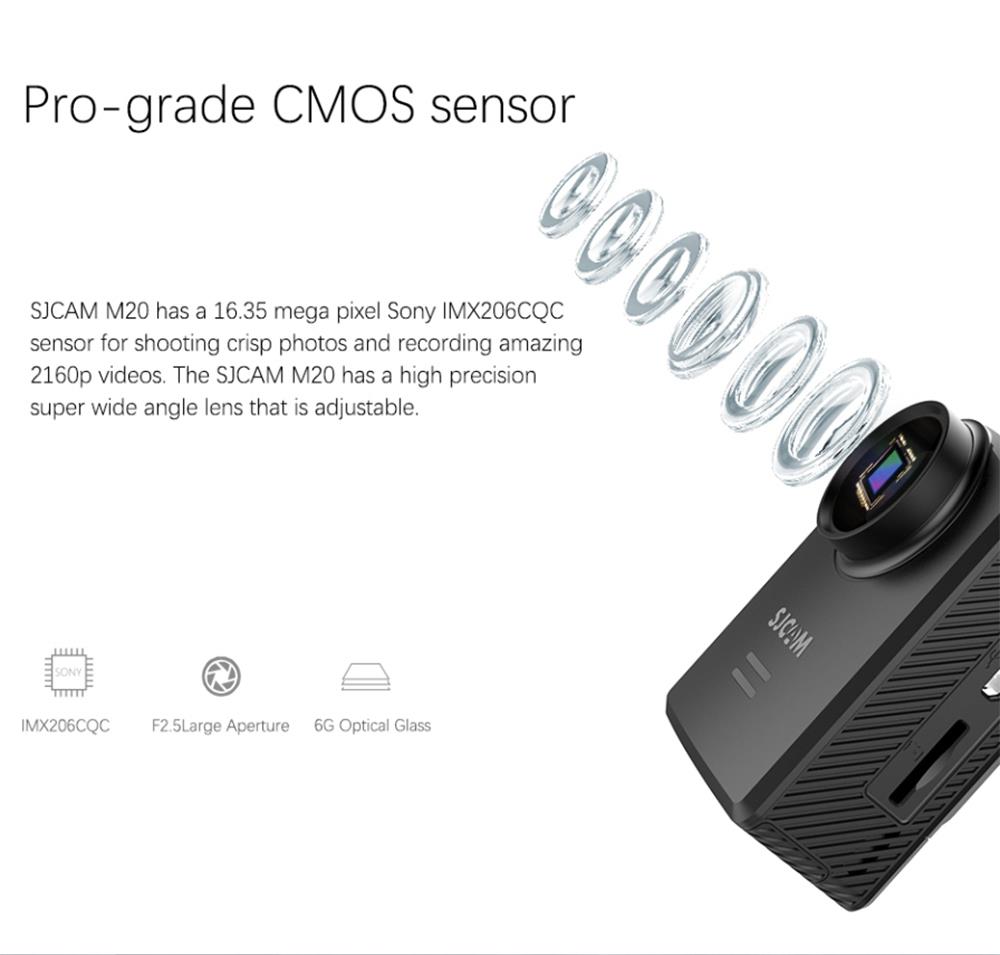 SJCAM M20 WiFi Action Camera 16MP Sony IMX206 Sensor 166 Degree Angle Len Gyro Stabilization With Waterproof Case - White