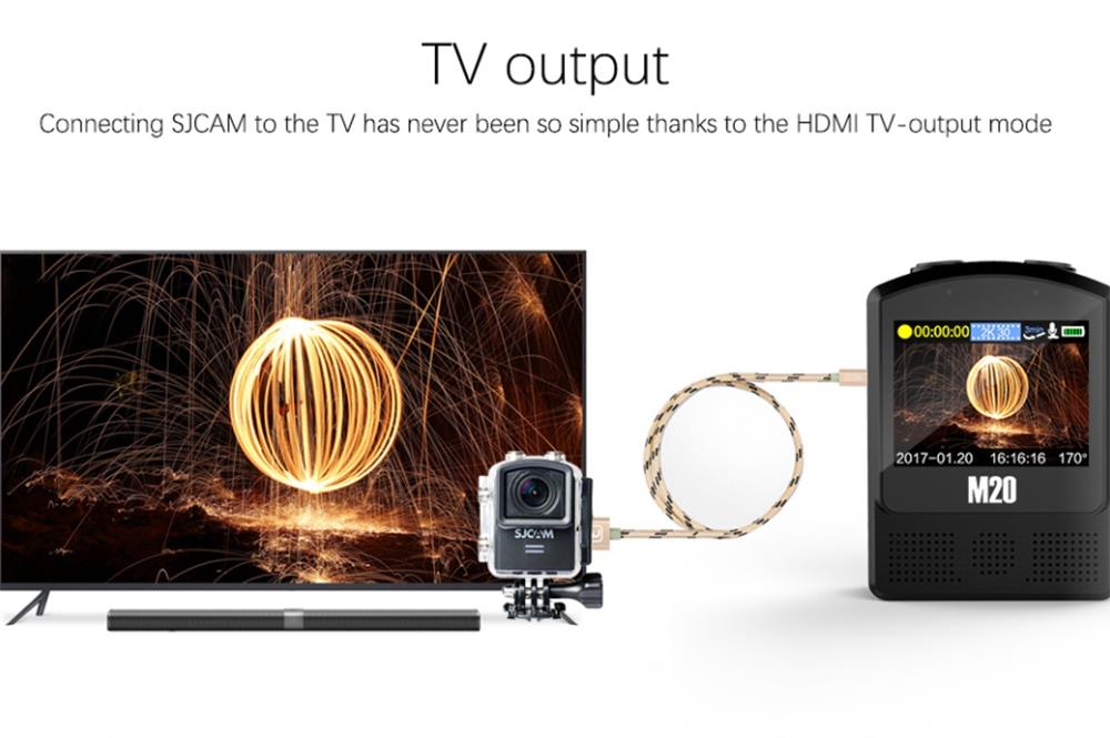 SJCAM M20 WiFi Action Camera 16MP Sony IMX206 Sensor 166 Degree Angle Len Gyro Stabilization With Waterproof Case - Red