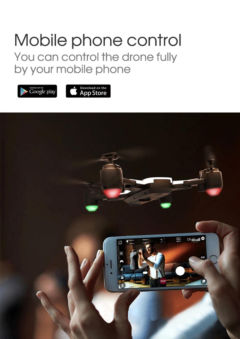 SHRC H1G 1080P 2.4G WiFi GPS FPV RC Drone Follow Me Mode RTF Black - Two Battery