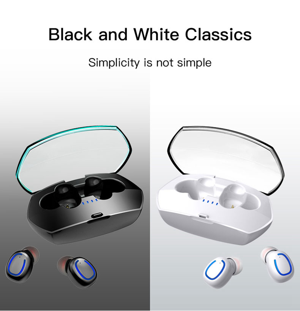 X11 TWS Bluetooth V5.0 IPX6 Wireless Earphones 6D HiFi Surround Sound Touch Control - White