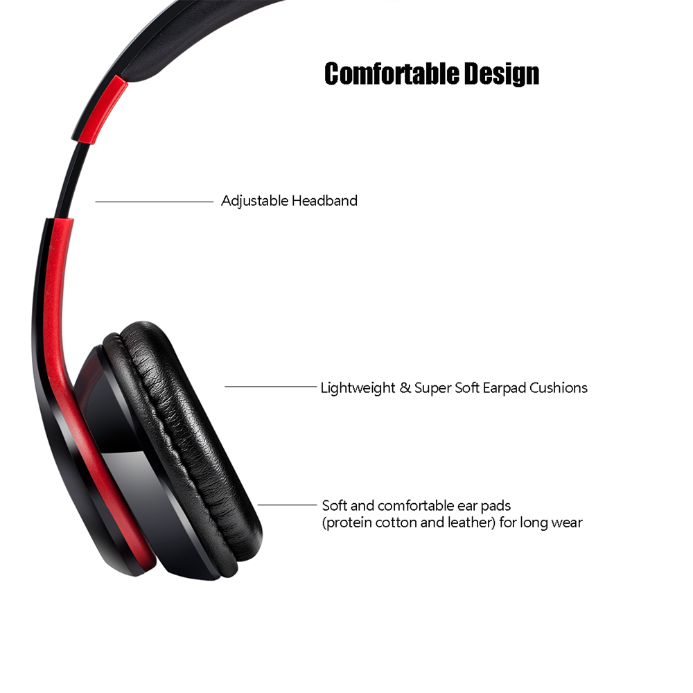 WZ8 Wireless Bluetooth 5.0 Headphone Stereo Bass Noise Cancelling - Red
