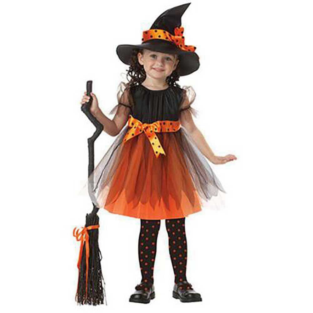 Halloween Costume Party Girls Cosplay Costume Dress Children's Dress Smock 140cm - Orange