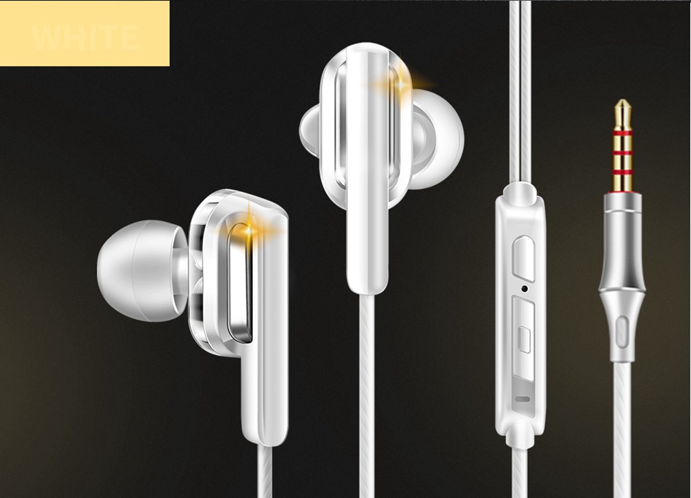 QKZ CK3 Wired Earphones 4 Dynamic Unit In-Ear Bass Stereo With Microphone - White