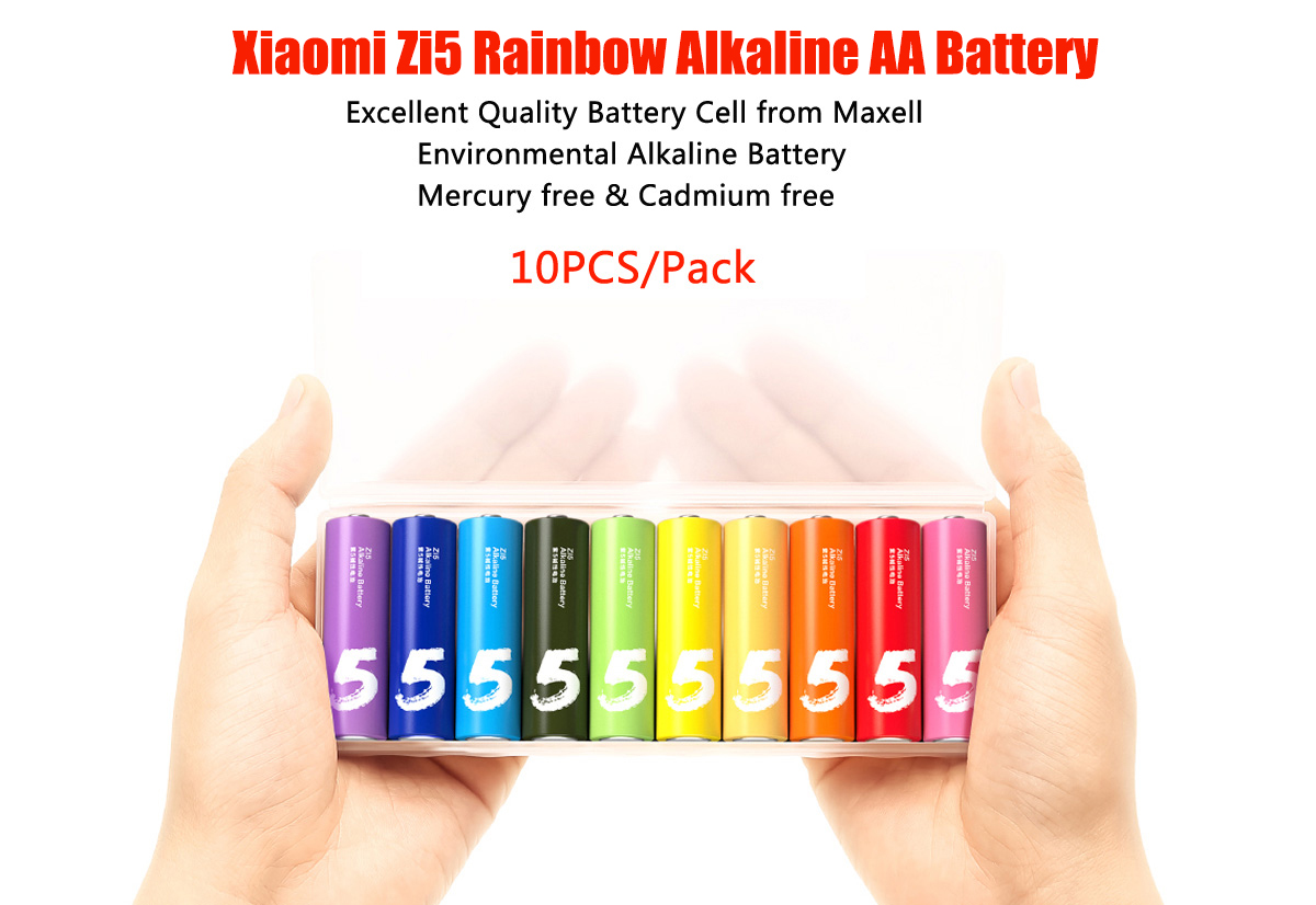 Original Xiaomi Rainbow Zi5 1.5V AA Alkaline Battery Set 10Pcs