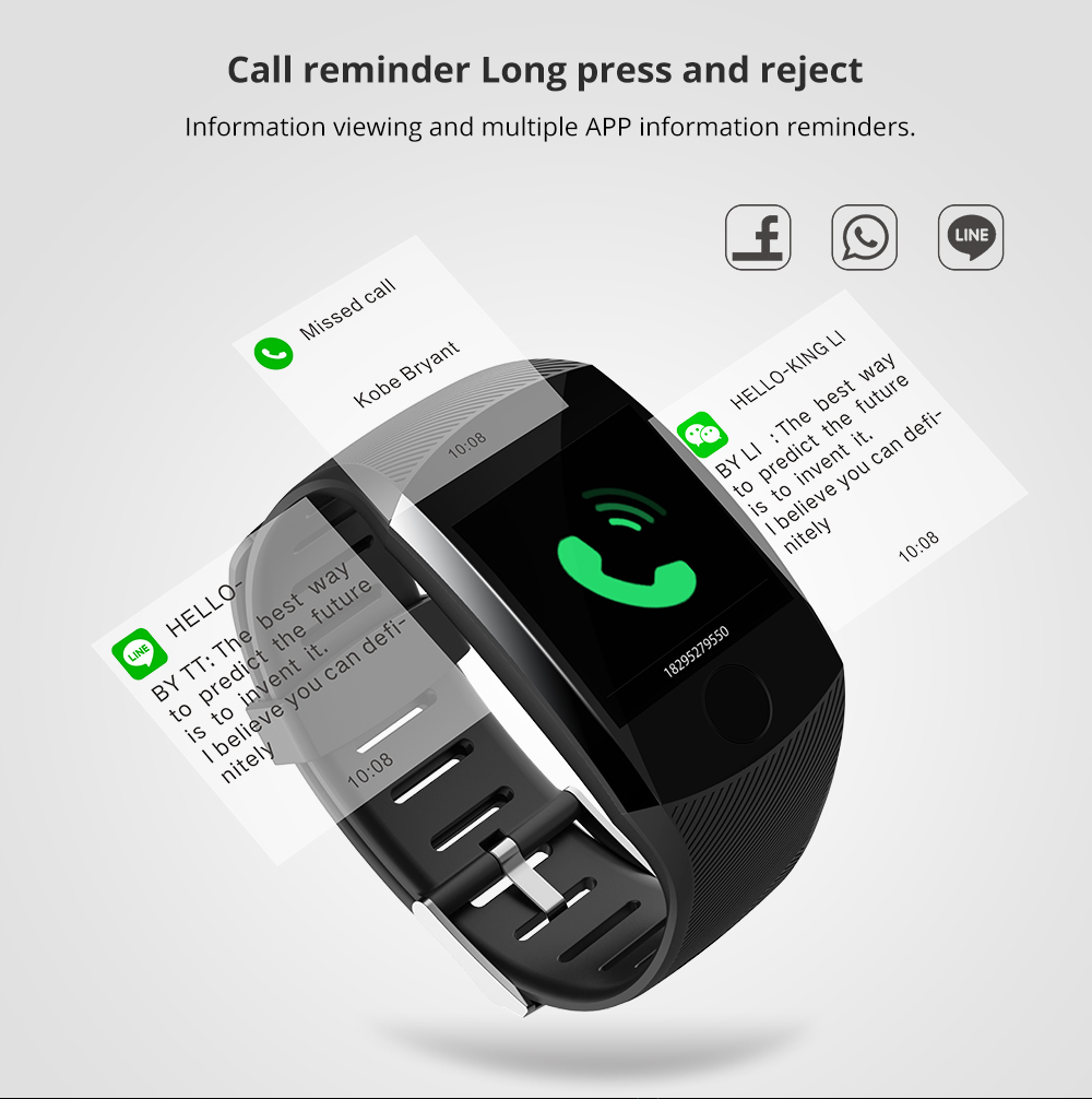 Makibes B01 IP67 Water Resistant Smartwatch Fitness Tracker 1.3 inch Blood Pressure color UI Wristband - Red