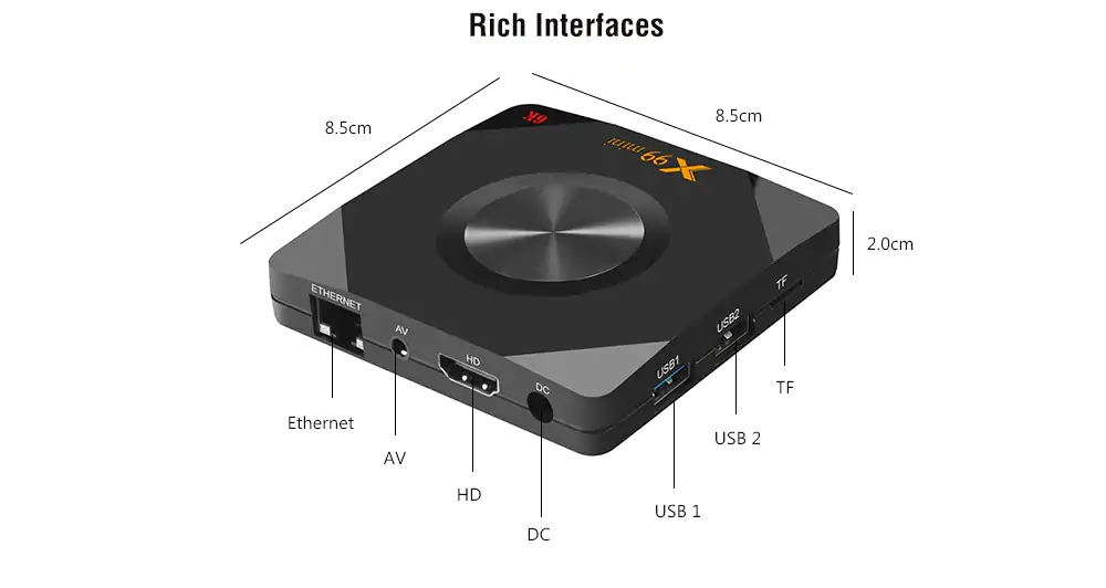 X99 mini Allwinner H6 Android 9.0 6K HDR TV Box 4G/32G 2.4G+5G WiFi 100Mbps LAN USB3.0