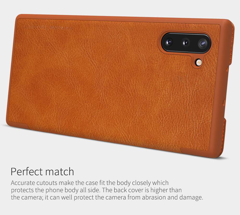 NILLKIN Protective Leather Phone Case For Samsung Galaxy Note 10 / Note 10 5G Smartphone - Black