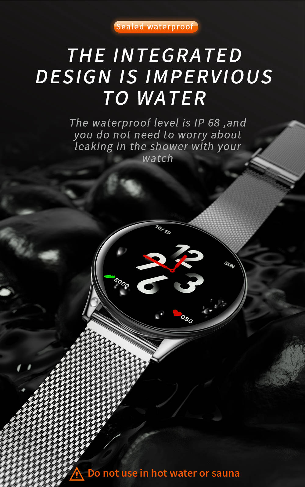 Makibes B06 Smart Watch 1.3 Inch IPS Screen Heart Rate Blood Pressure Monitor IP67 Fitness Tracker Smartband - Black