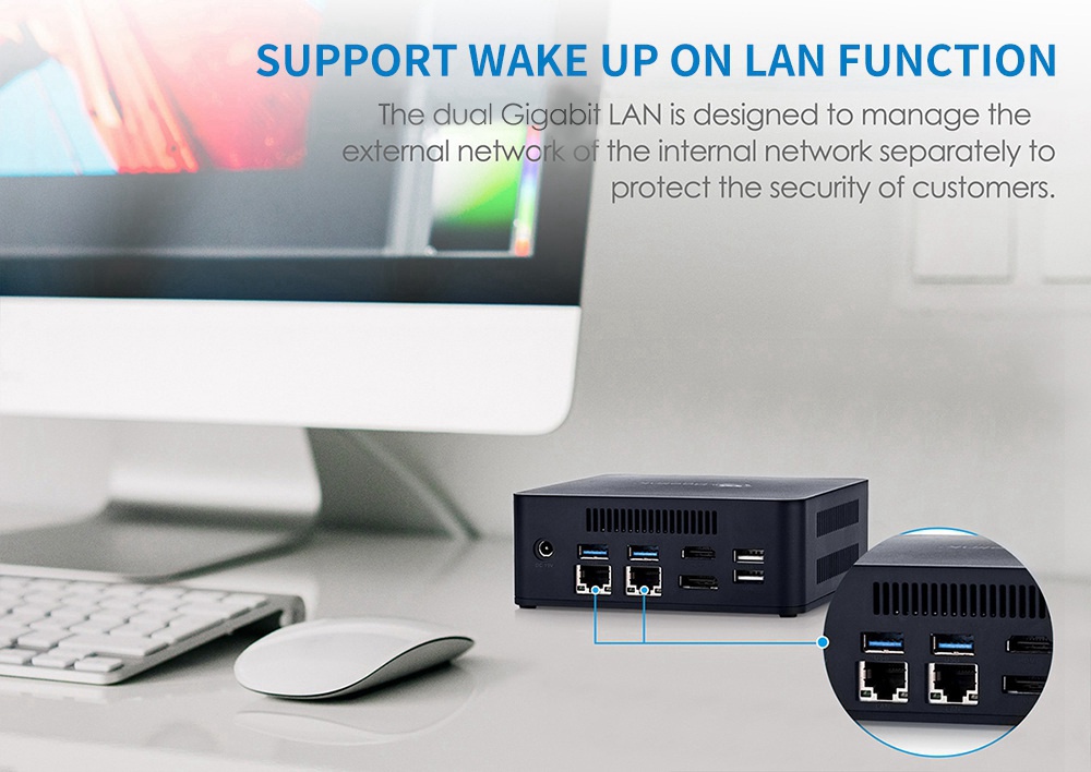 Beelink L55 Intel Core I3-5005U 8GB RAM 512GB SSD Windows 10 Mini PC Dual Band WiFi Bluetooth Dual Gigabit LAN HDMI+DP-Black