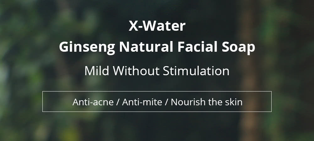 X-Water Ginseng Natural Facial Soap 2.6oz Anti-mite Anti-acne Oil-control Cleansing Soap(1 Bar)