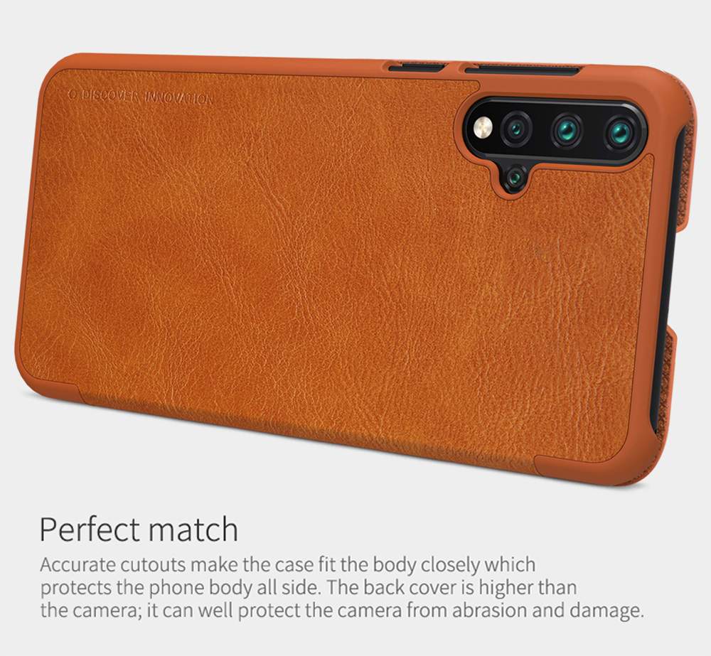 NILLKIN Protective Leather Phone Case For HUAWEI Nova 5 / Nova 5 Pro Smartphone - Black