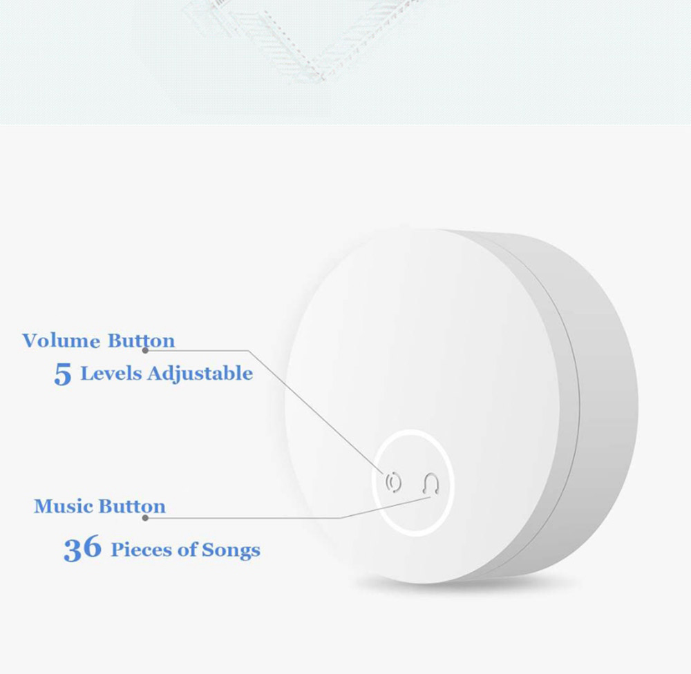 Xiaomi Linptech 110-240V Wireless Doorbell Automatic Generator Mijia APP Music Button CN Plug - White