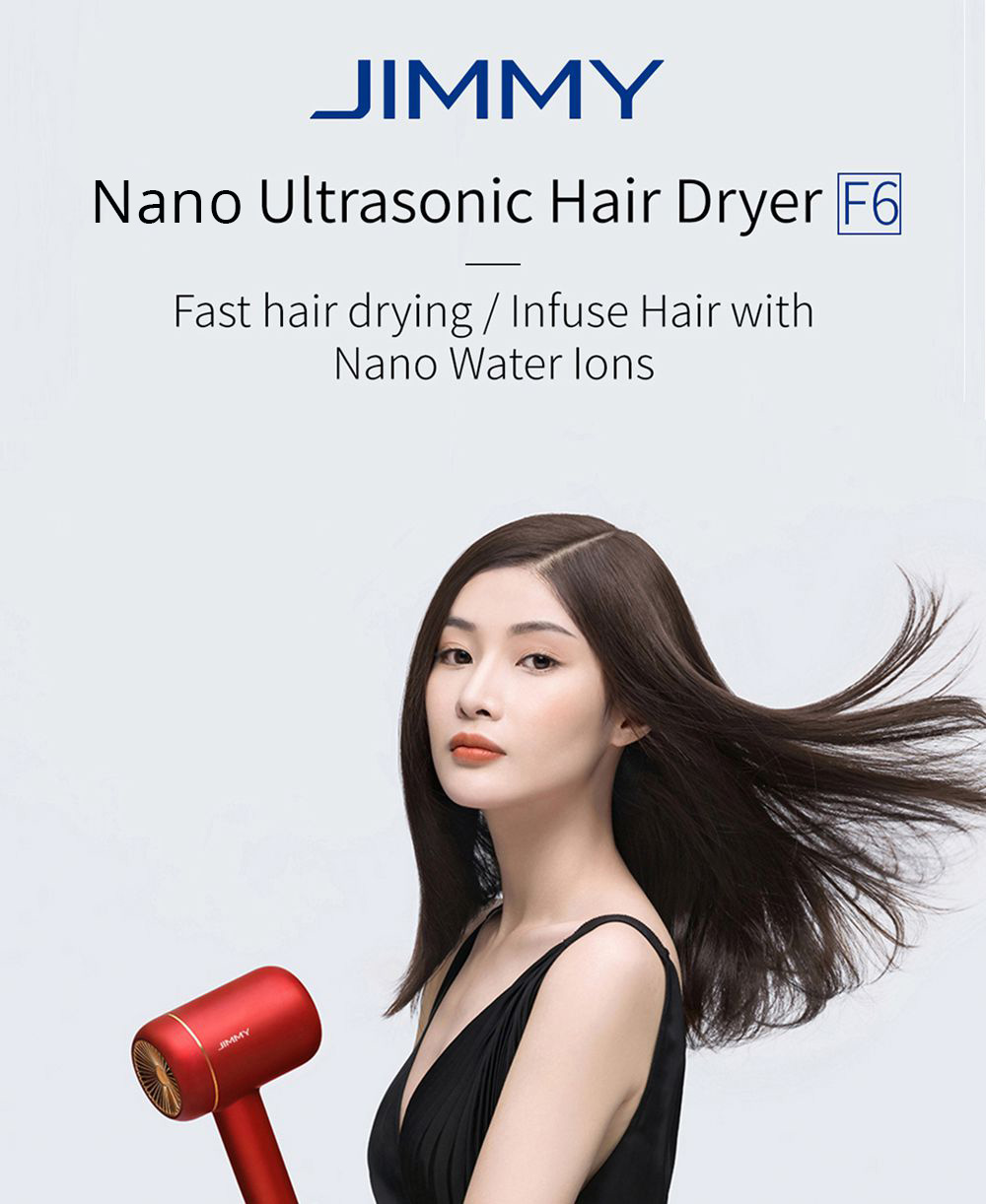 Xiaomi JIMMY F6 Hair Dryer 220V 1800W Electric Portable Negative ion Noise Reducing EU Plug - Ruby Red