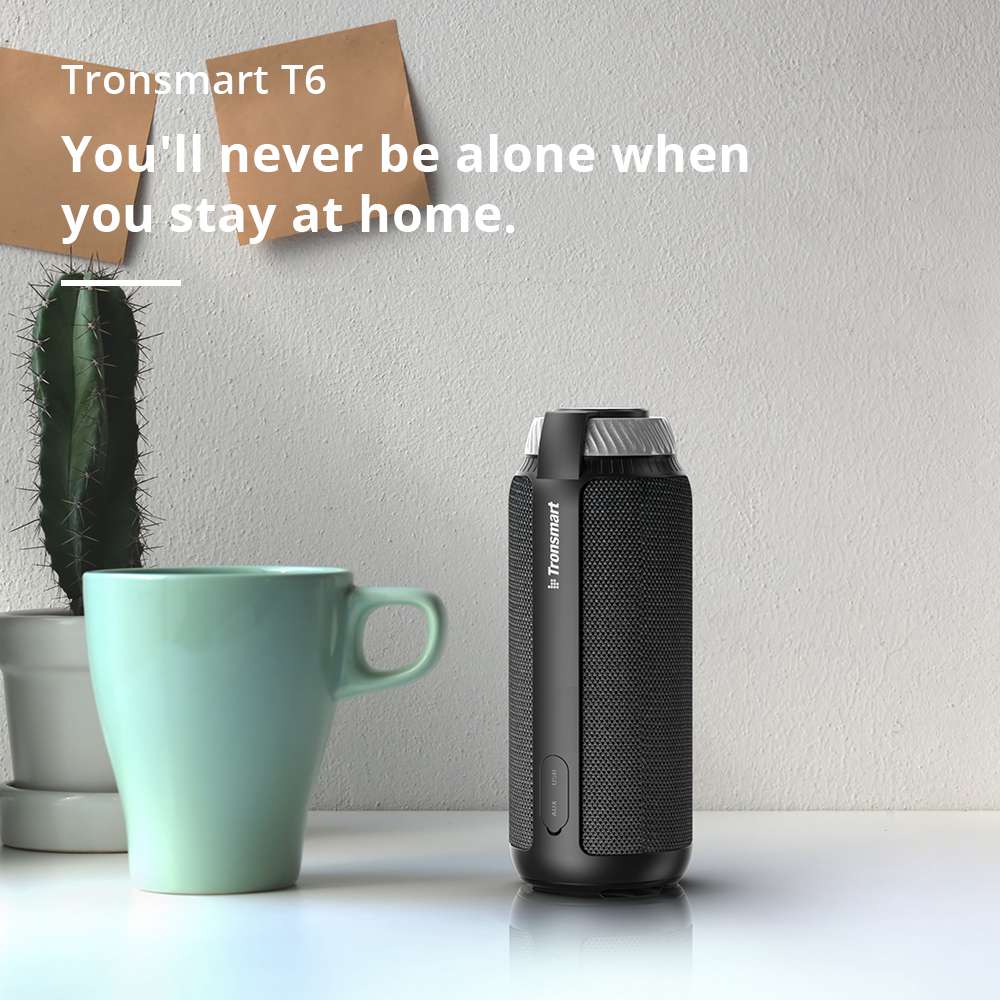 Tronsmart Element T6 25W Portable Bluetooth Speaker with 360 Degree Stereo Sound and Built-in Microphone - Black