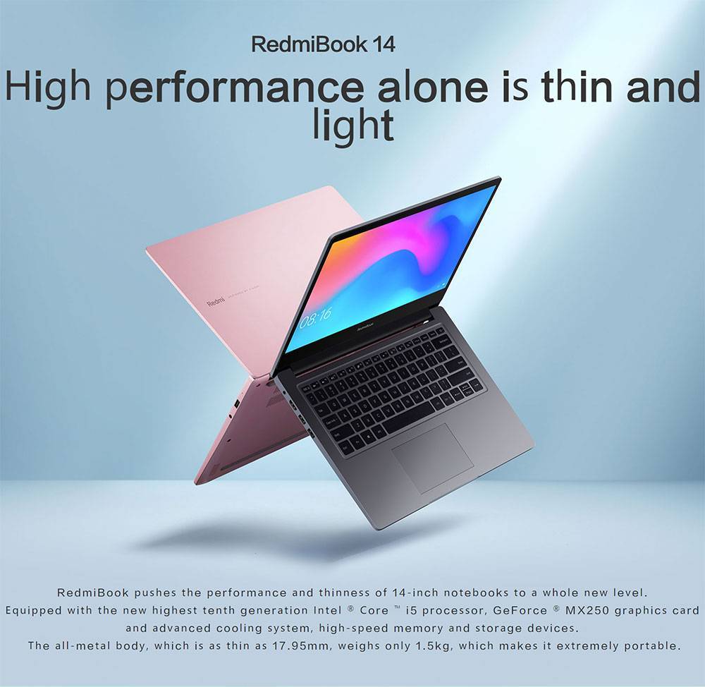 Xiaomi Redmibook 14 Enhanced Edition Intel Core i5-10210U Quad Core FHD 1920*1080 8GB DDR4 512GB SSD NVIDIA GeForce MX250 Windows 10 Home - Silver