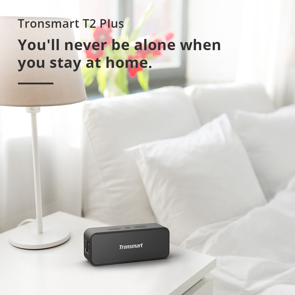 Tronsmart T2 Plus 20W Bluetooth 5.0 Speaker 24H Playtime IPX7 Waterproof Soundbar with TWS,Siri,Micro SD