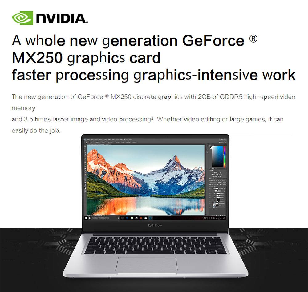 Xiaomi Redmibook 14 Enhanced Edition Intel Core i5-10210U Quad Core FHD 1920*1080 8GB DDR4 512GB SSD NVIDIA GeForce MX250 Windows 10 Home - Gray