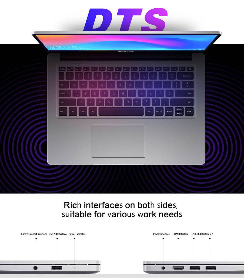 Xiaomi Redmibook 14 Enhanced Edition Intel Core i5-10210U Quad Core FHD 1920*1080 8GB DDR4 512GB SSD NVIDIA GeForce MX250 Windows 10 Home - Gray