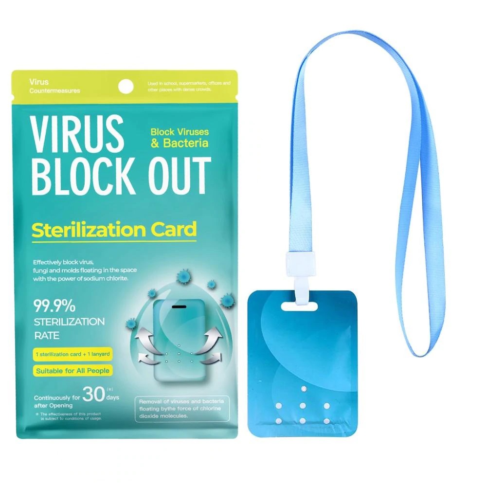 Portable Disinfection Card Bacteriostatic Anti-virus Air Disinfection Sterilization Protection Card With Lanyard Safe Non-toxic Ingredients School Offices - Blue