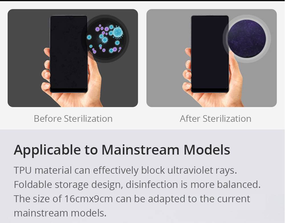 EUE Portable Phone UV Disinfection Sterilization Bag Antibacterial Bacteriostatic From Xiaomi Youpin - Black