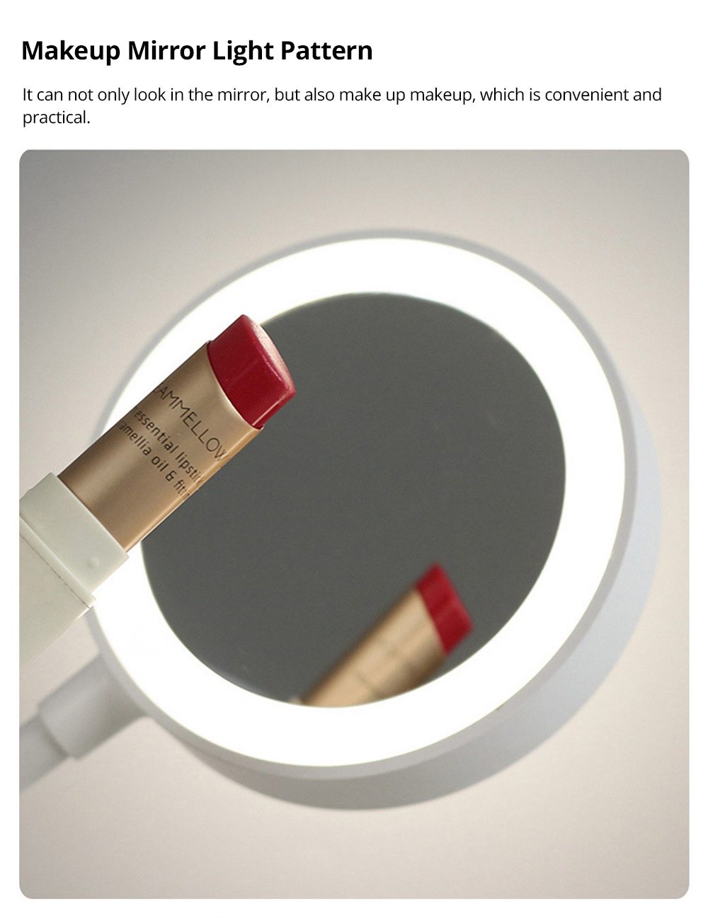 Midea Multi-function Table Lamp 4000K Color Temperature USB Charging 1800mAh Battery Three Modes Lighting Makeup Mirror Desktop Fan - White