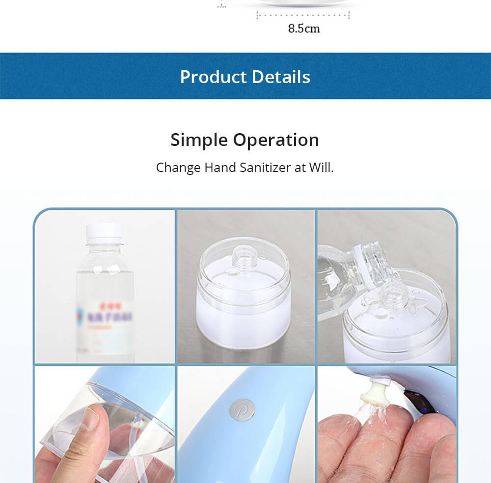 Smart Automatic Induction Soap Dispenser Alcohol Disinfection Hand Washing Box For Hotel School Bathroom kitchen - Blue