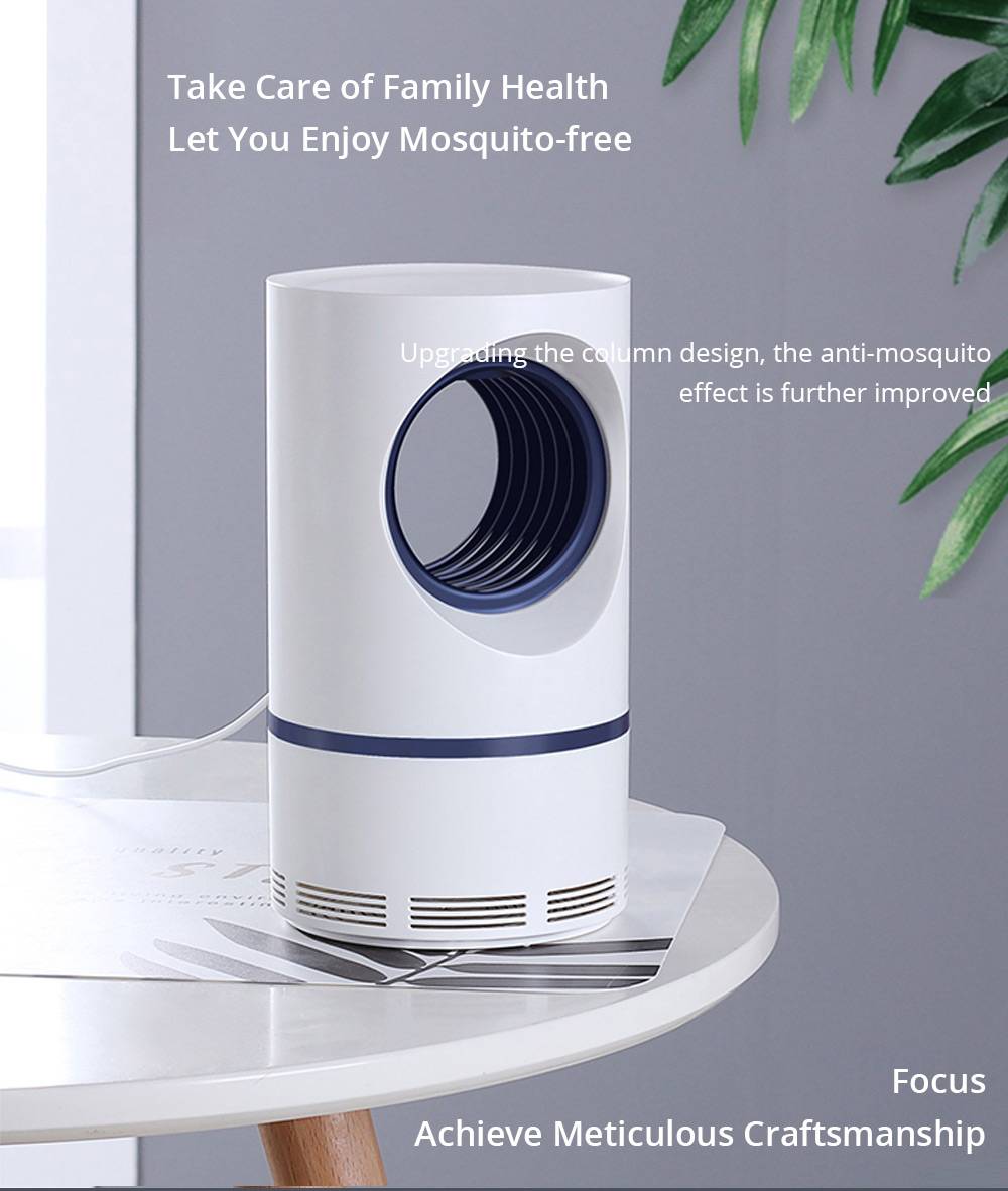 Electric Mosquito Killer Lamp Portable Mute Pure physical Photocatalyst Insect Pest Trap Lamp For Home Outdoor Camping USB Version 188 Large Size - White