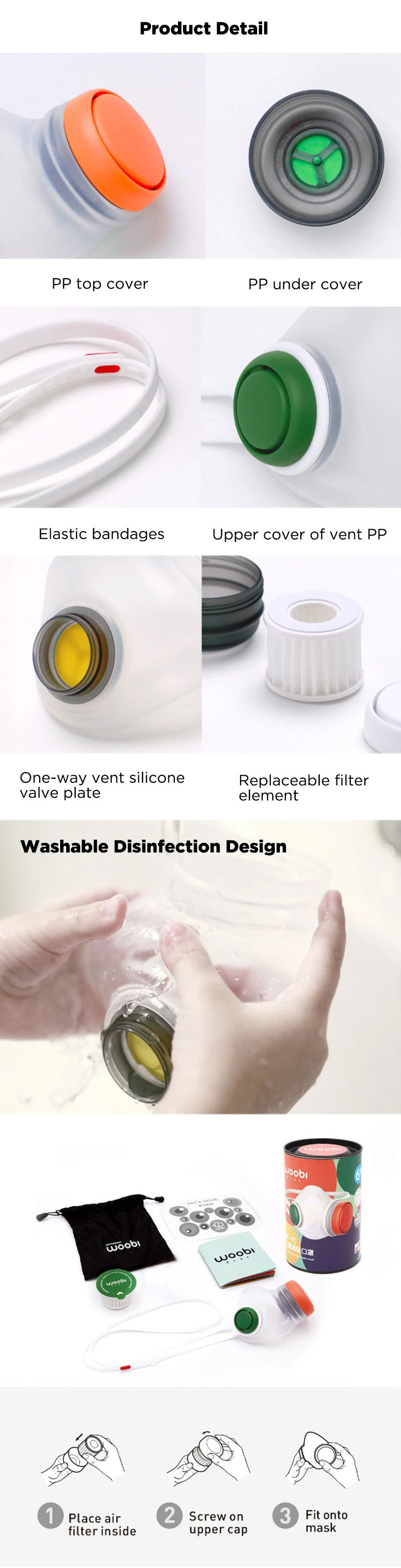 Woobi Play Adult Anti-Pollution Mask Reusable Washable F95 4-Layers Filter 95% Anti PM2.5 Safe Clean Breathing Mask From Xiaomi Youpin