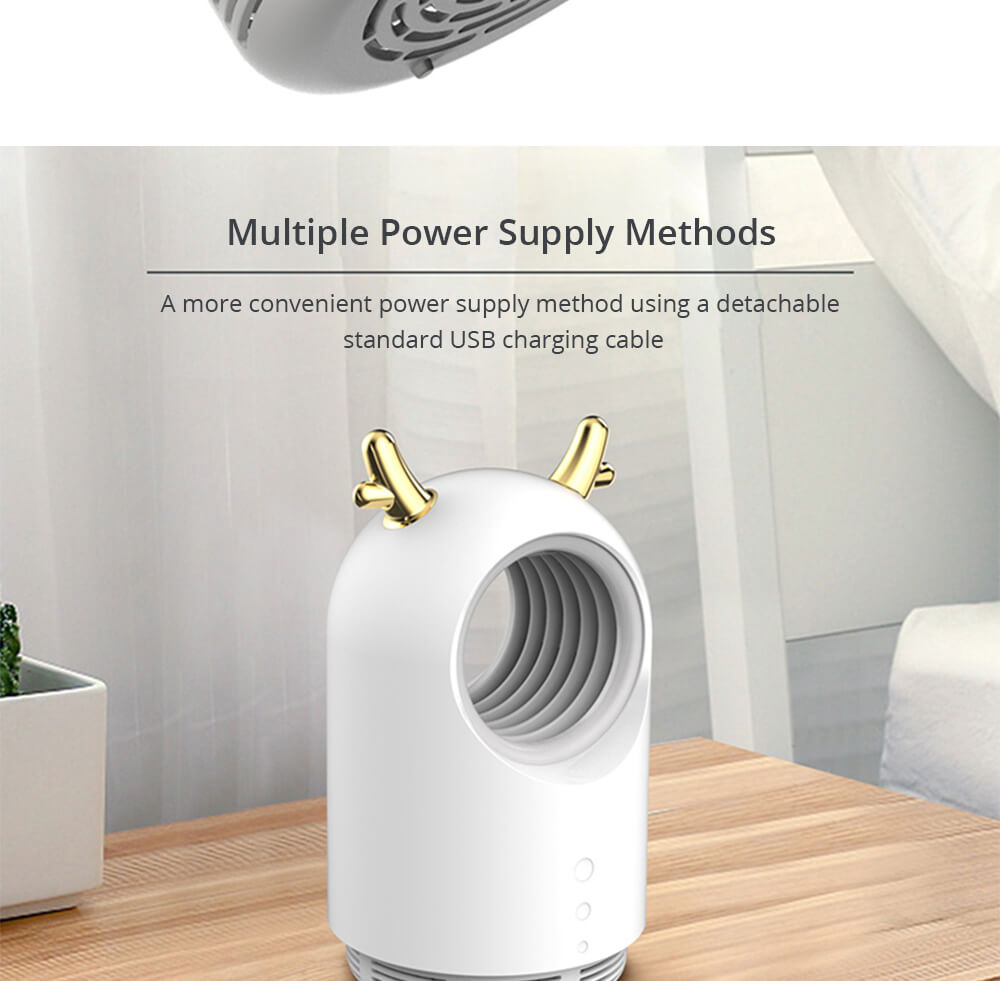 Electric Mosquito Killer Lamp Portable Mute Pure physical 365nm LightWave Photocatalyst Insect Pest Trap Lamp For Home Outdoor Camping USB Version 169 Antlers - Pink