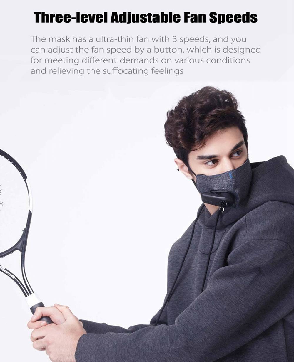 5PCS Xiaomi Purely Reusable Washable Electric N95 Face Mask 4-Layers Filter 99% PM 2.5 Protection With Breathing Valve Automatic Air-Purifying Supply for Anti-Pollution Dust Allergy Haze- Black