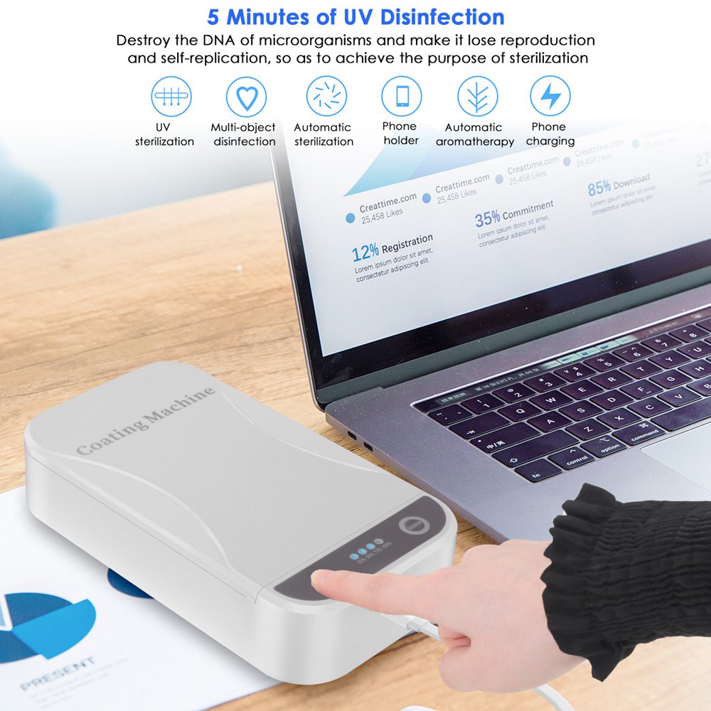 Portable Double UV Disinfection Box USB Charging For Phone Watch Glasses Toy Toothbrush Sterilization - White