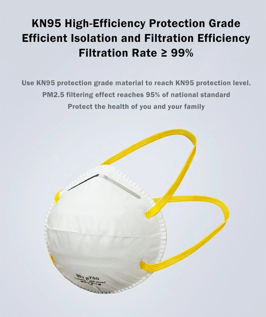10pcs HY KN95 Protective Mask 3D Cup Design 3-Layer Filtration Efficiency 99% High Elastic Ear Rope Anti-fog Dust-proof Isolate Bacteria - White